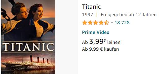Titanic Liebesfilm mit Leonardo Di Caprio